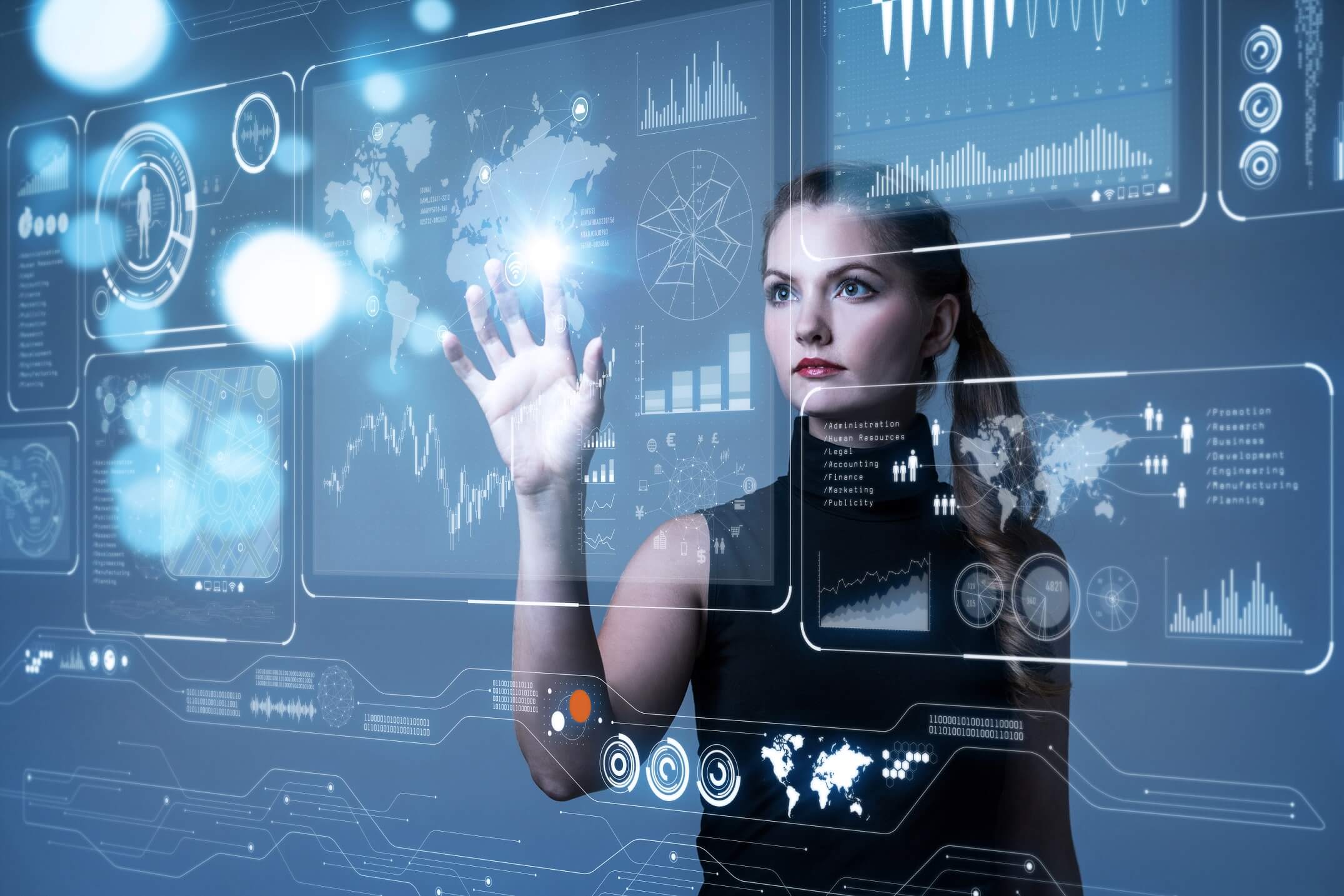 OrangeNXT woman with futuristic screen